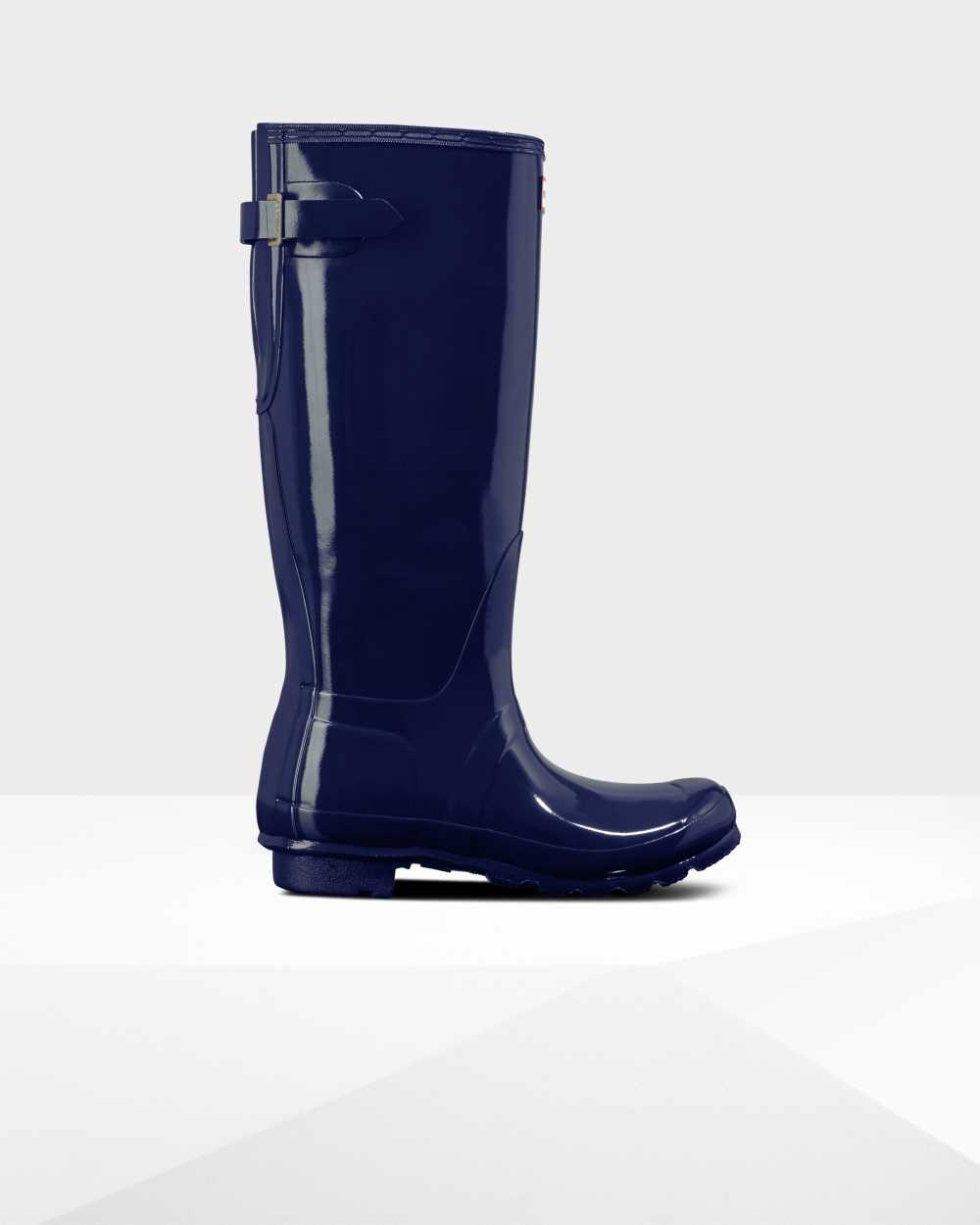 Hunter Original Tall Back Adjustable Gloss Women's Rain Boots NZ-76881N Blue